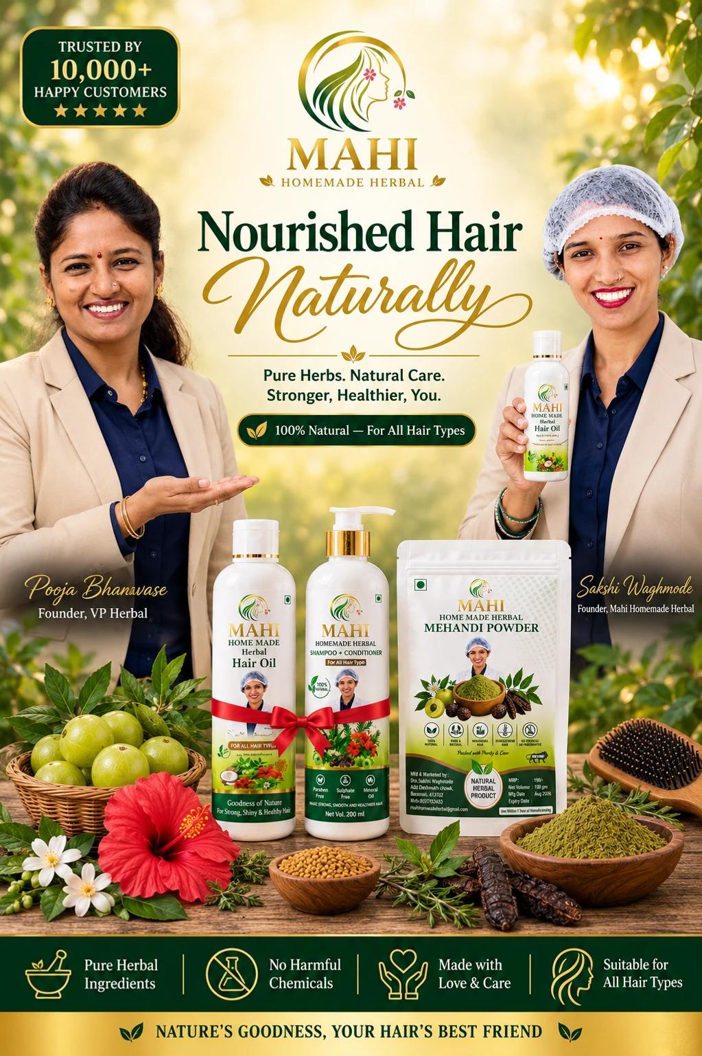 VP Herbal — Hair Oil, Shampoo + Conditioner and Mehandi Powder
