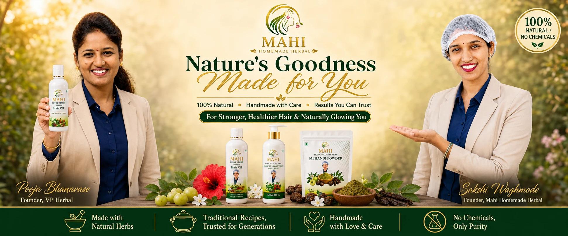 VP Herbal — Hair Oil, Shampoo + Conditioner and Mehandi Powder
